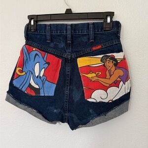 CUSTOM VINTAGE 90s Acid Wash Aladdin Denim High Waisted Shorts Size  26”